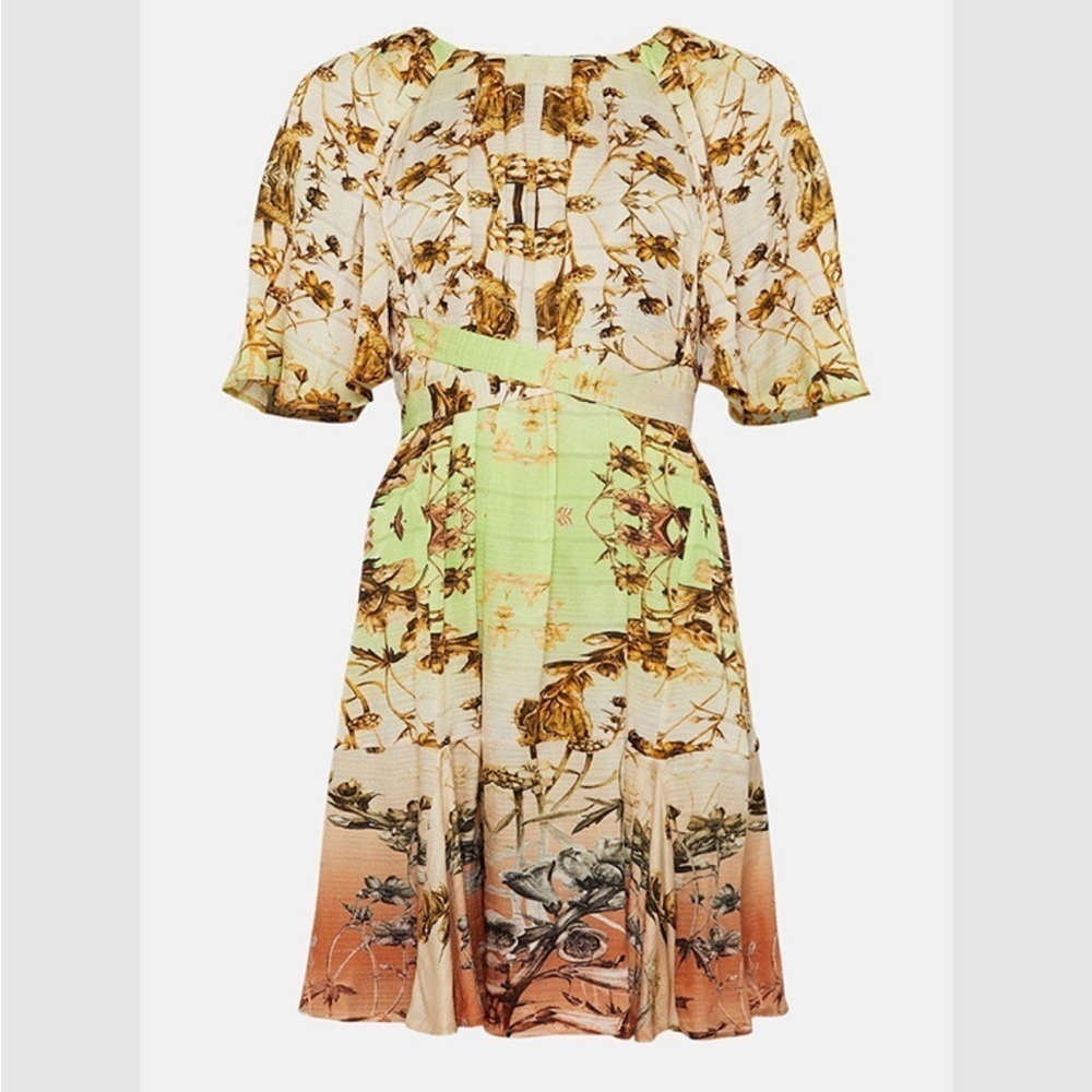 Karen Millen X Rui Jiang Mirrored Tulipa Print Woven Satin Mini Dress 6 S2